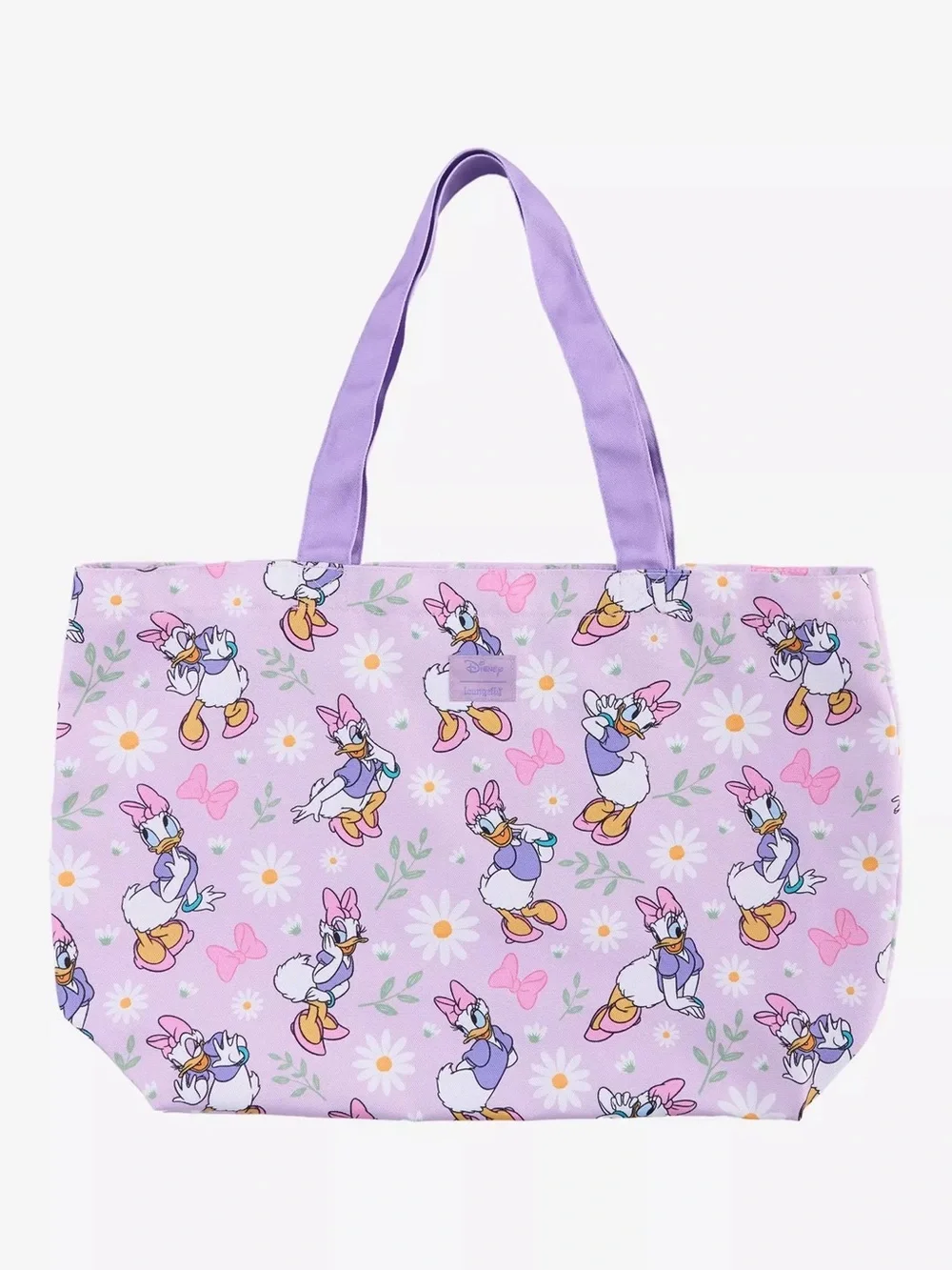 Loungefly Disney Daisy Duck Lavender Floral Large Canvas Tote Bag